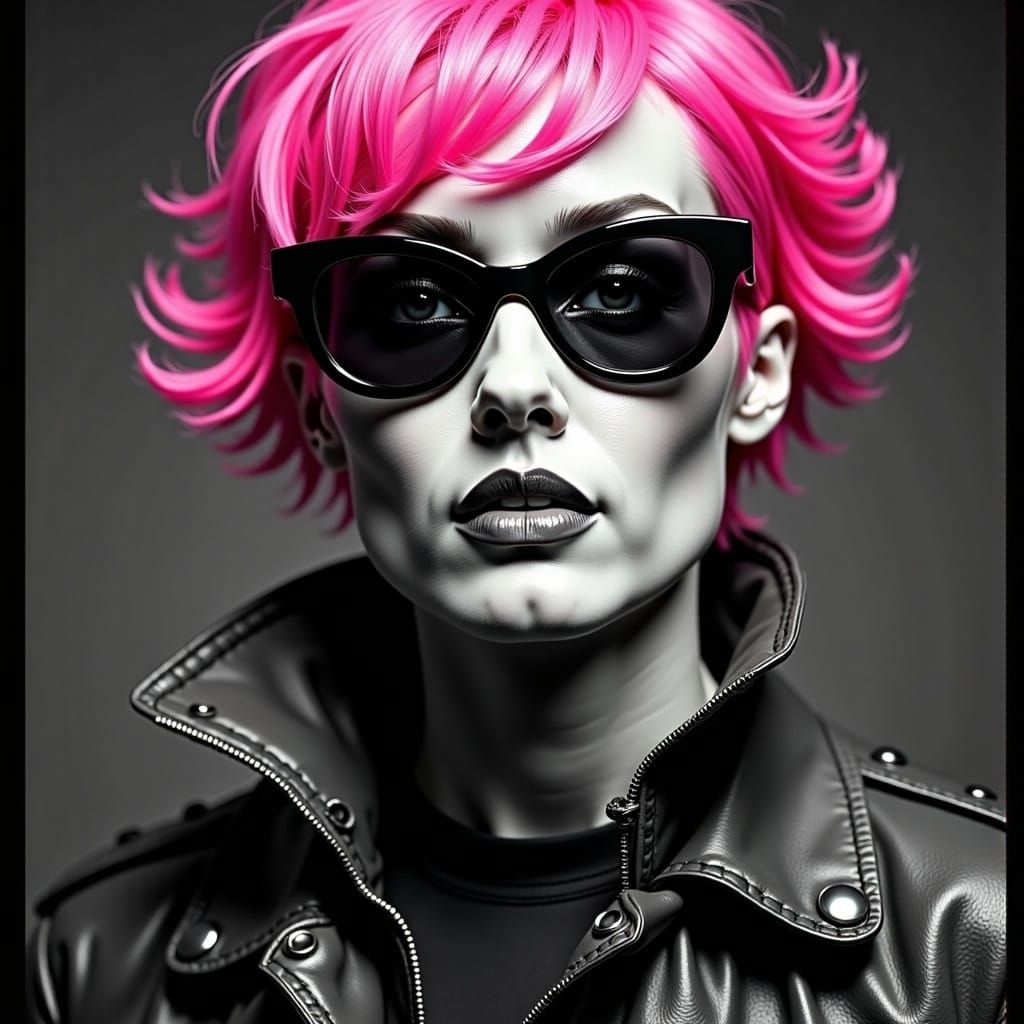  <lora:PopArt Portraits FL:1.0>  'SteampunkFoto FL' black and white with pops of colour, portrait, 