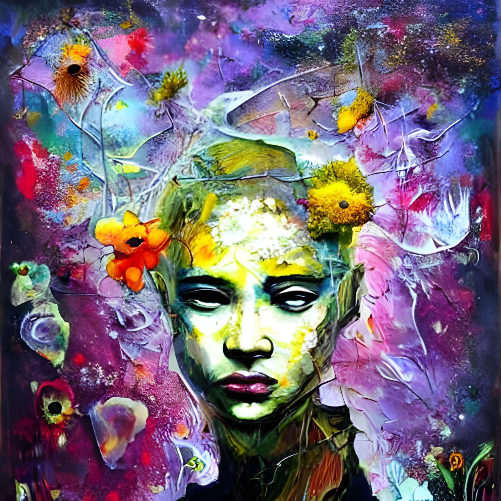 painting , Asian woman, russ mills, textile art, neural netw...