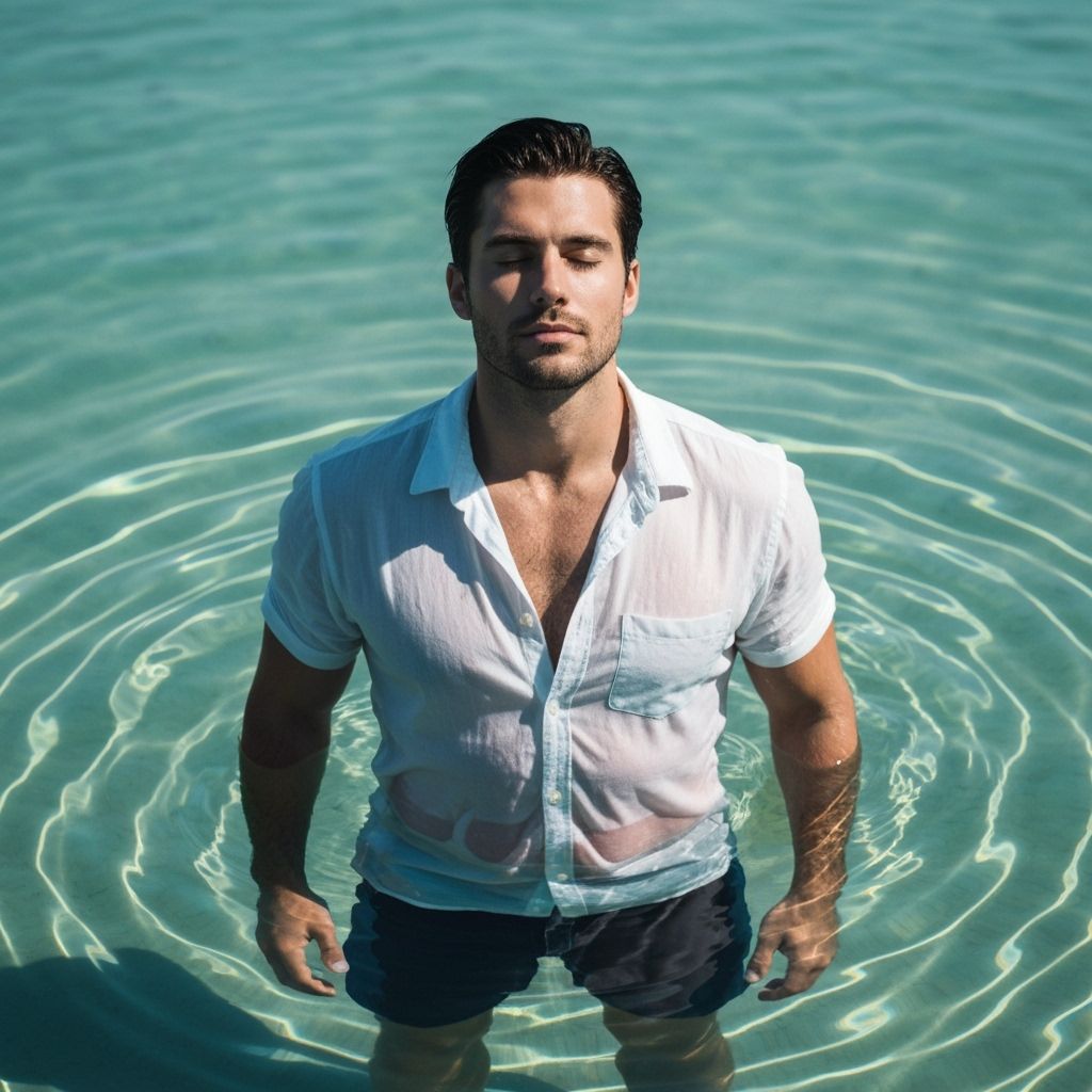 Serene Man in Water Meditating Peacefully