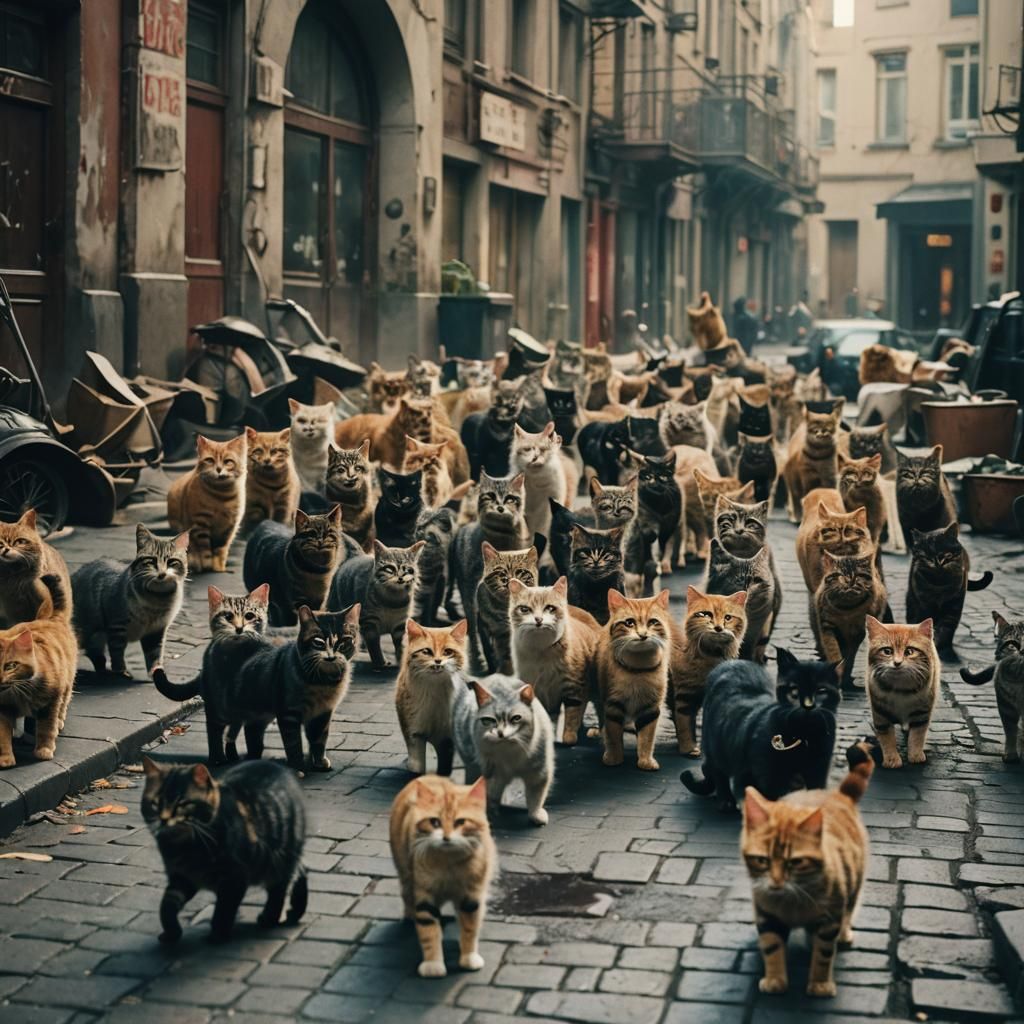 Cats raiding a citie