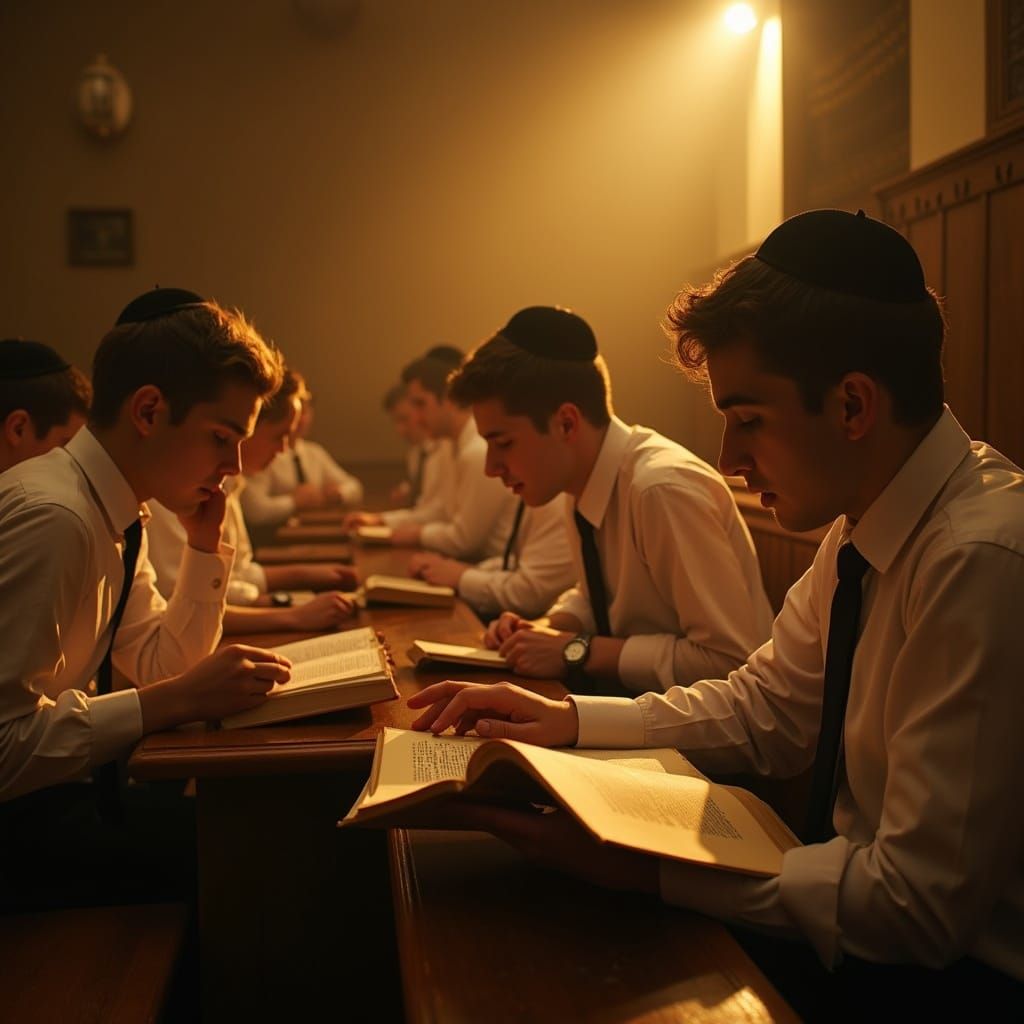Torah Study on Shavuot Night in Cinematic Style
