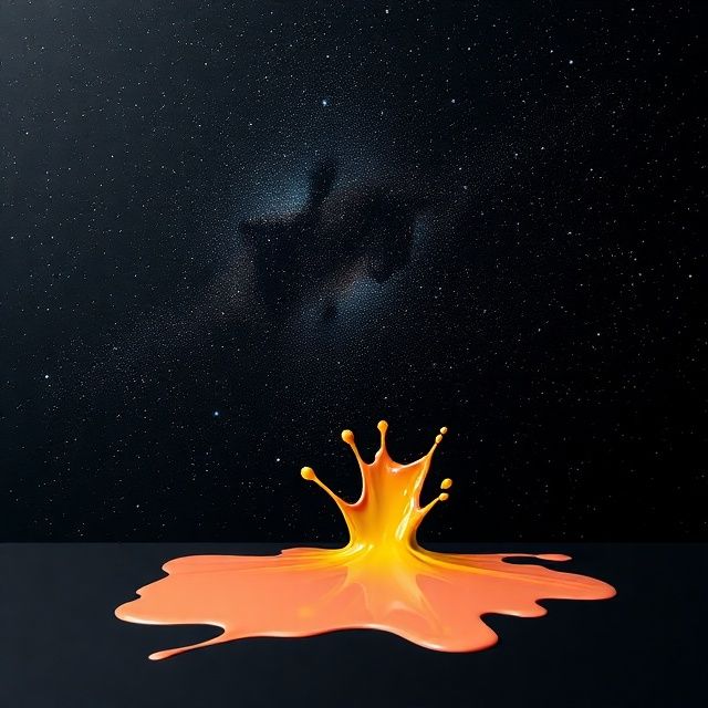 Paint Spill Creates Starry Night Sky.  This image shows a sp...