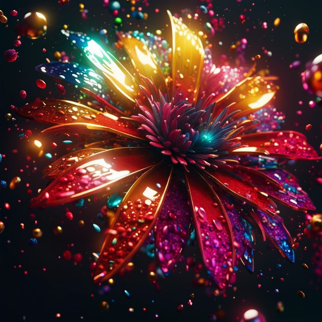 Glitters on a Rainbow Flower v3