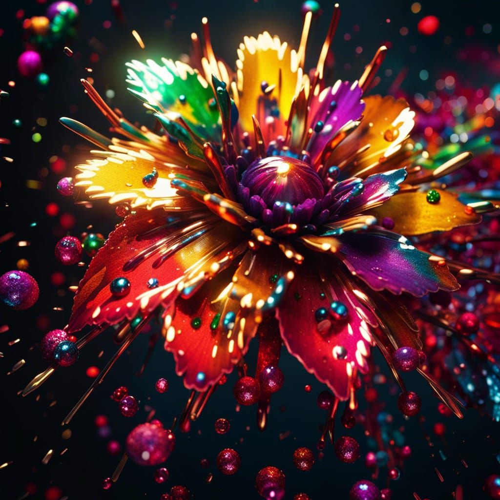 Glitters on a Rainbow Flower v5