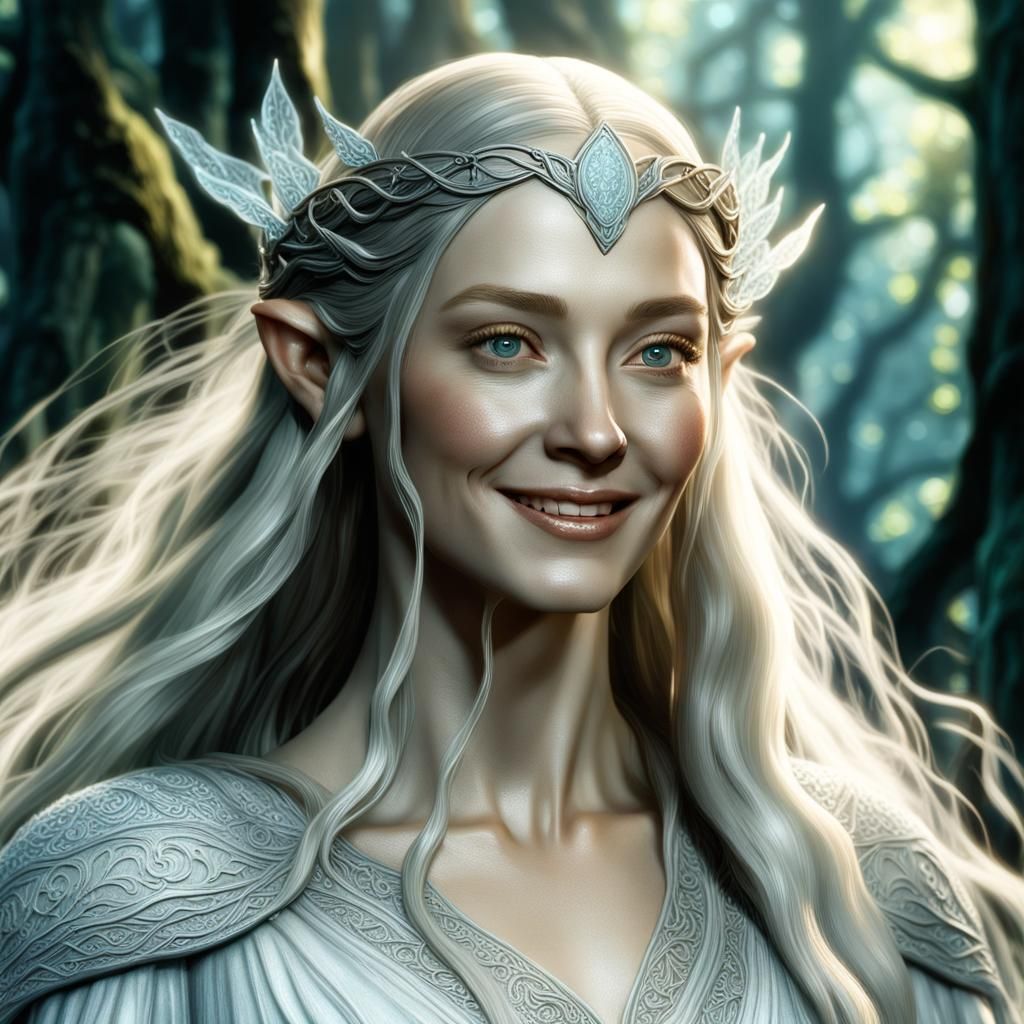 Lord of the rings: smiling Galadriel the Lady of the woods of ...