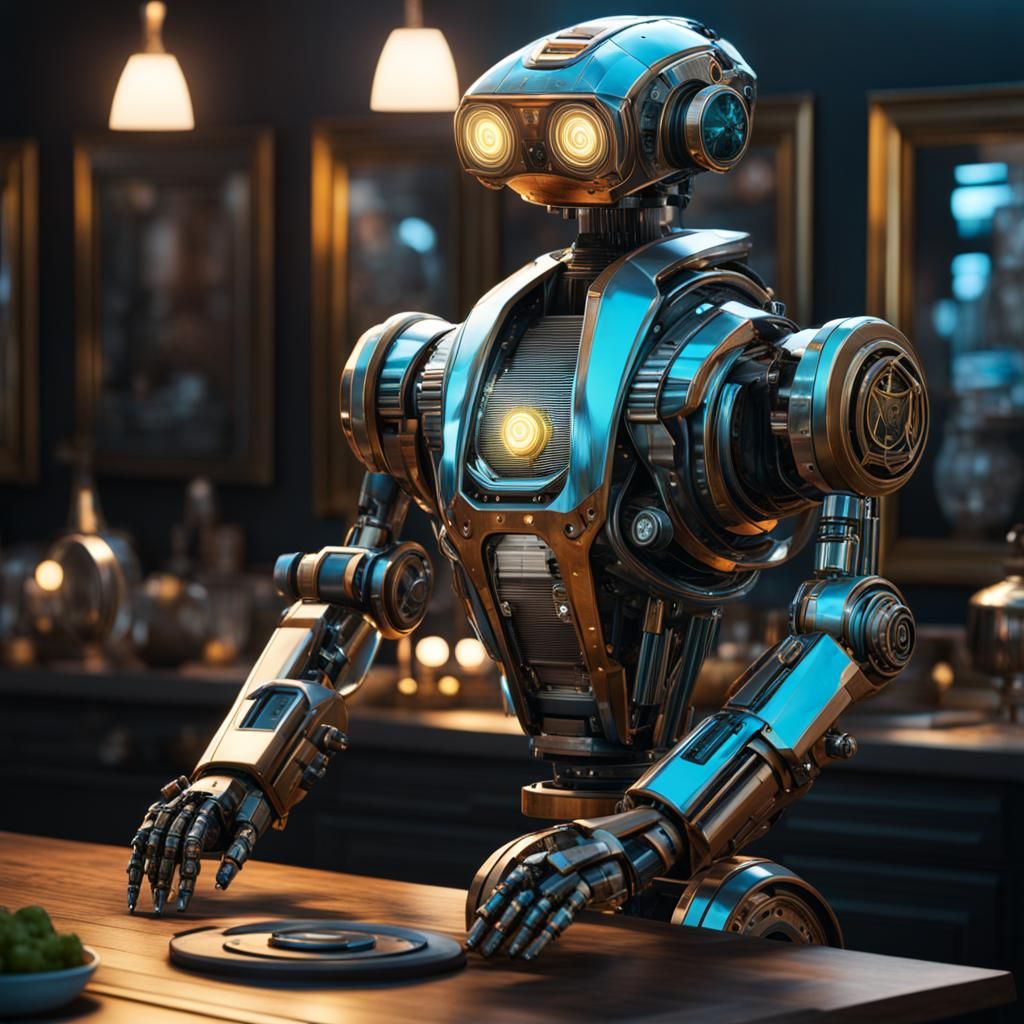 Robot butler (A) - AI Generated Artwork - NightCafe Creator