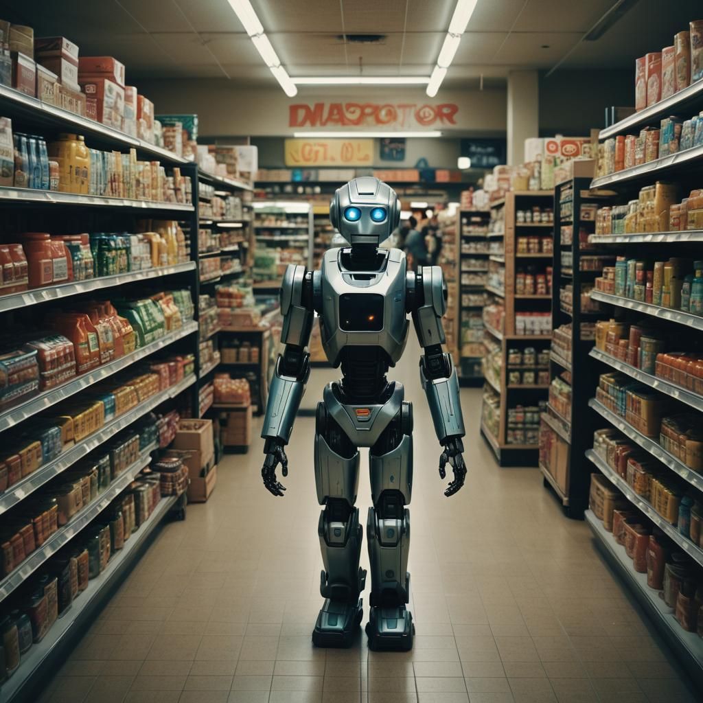walking into a grocery store and everyone is a robot
