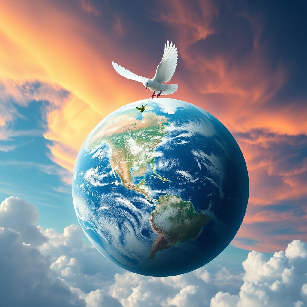 realistic.  There is 1 large earth in the center of the drawing. big land. The upper part of the photo ...  by @LisaKon