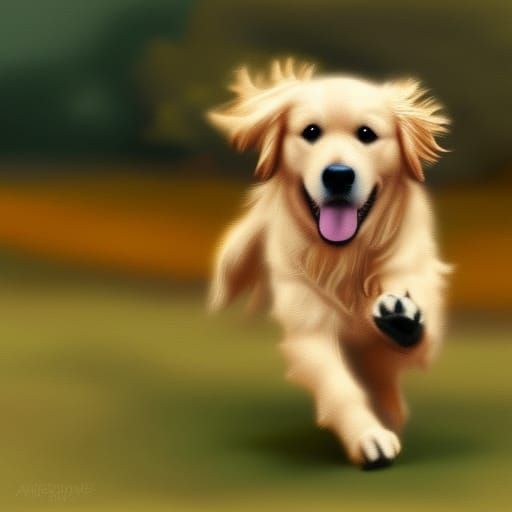 Golden Retriever running for a treat  by @Elvvie