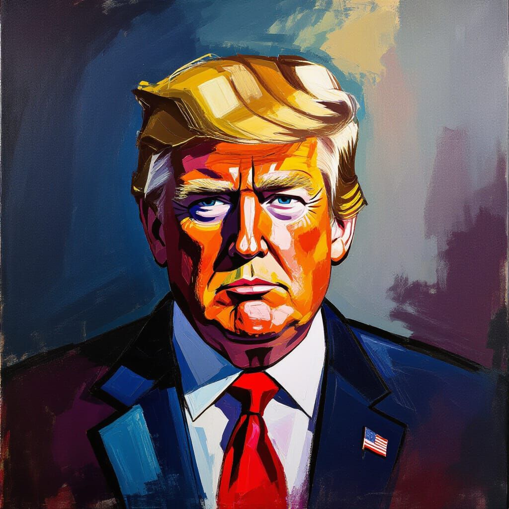 Powerful Oil Portrait of Donald Trump with Bold Colors