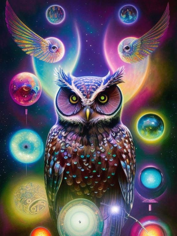 Cosmic Owl - AI Generated Artwork - NightCafe Creator