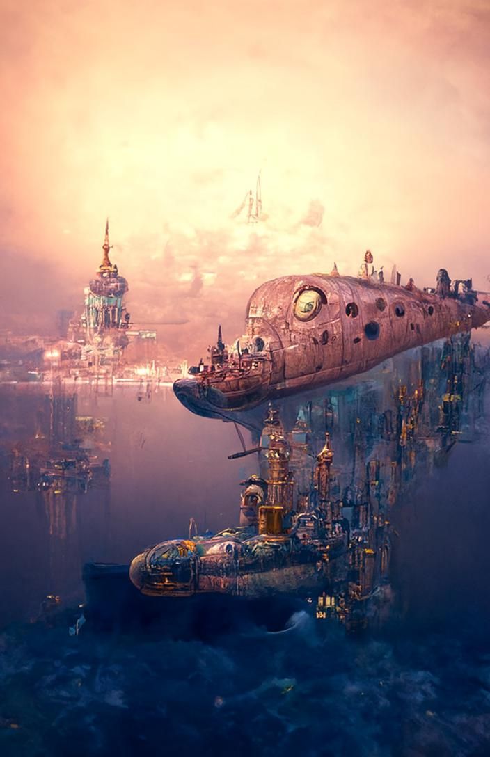 steampunk submarine discovers an underwater futuristic civilization ...