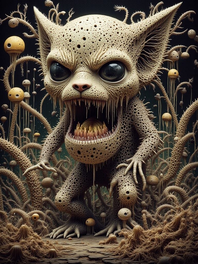 Whimsical Cat Characters in Surreal Art Style