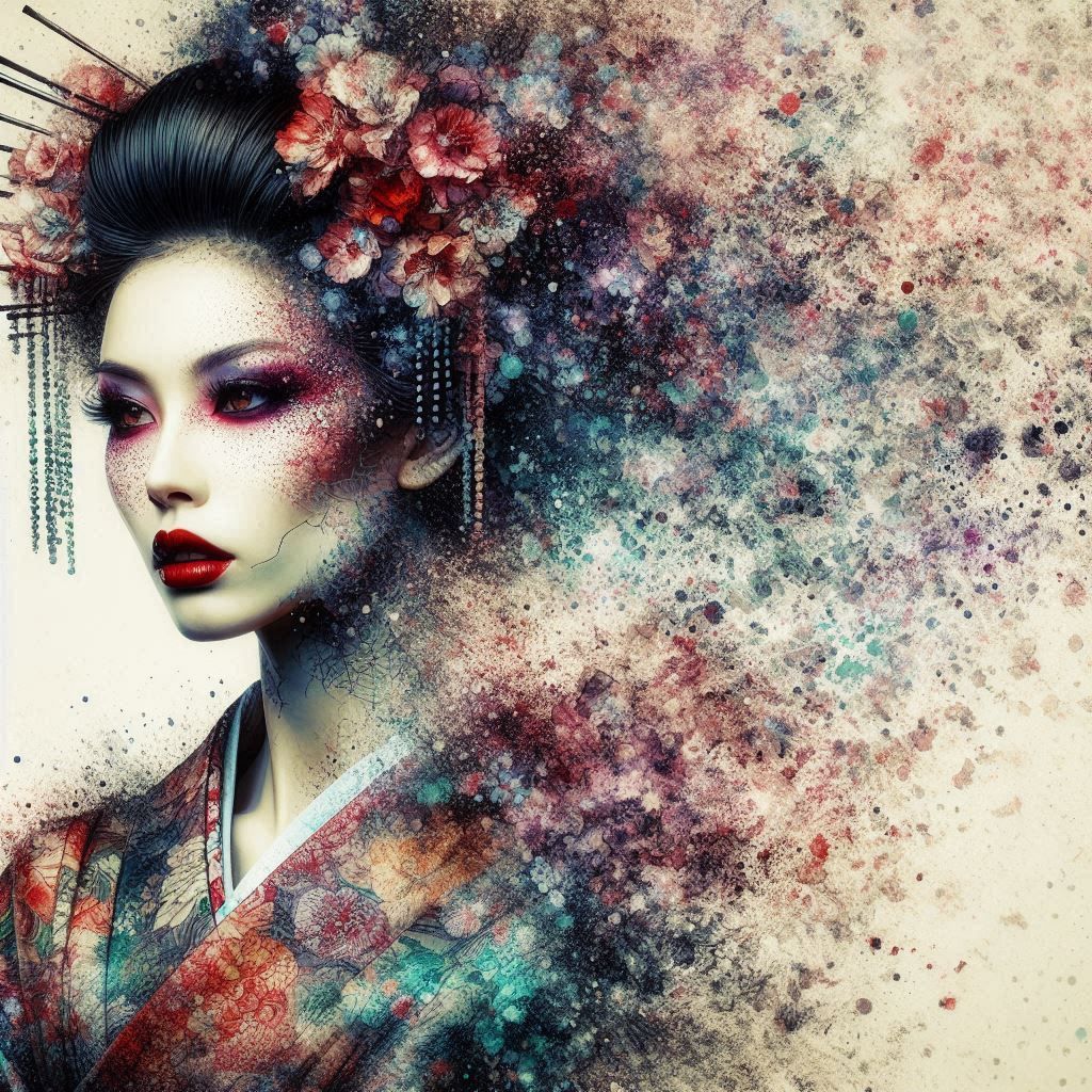 double exposure beautiful fantasy DALL-E 3 portrait landscape..
