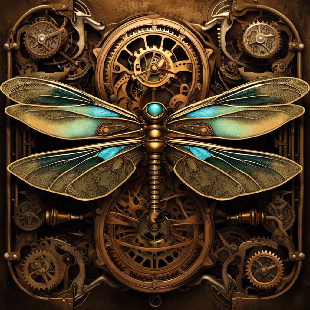 Steampunk Dragonfly - AI Generated Artwork - NightCafe Creator