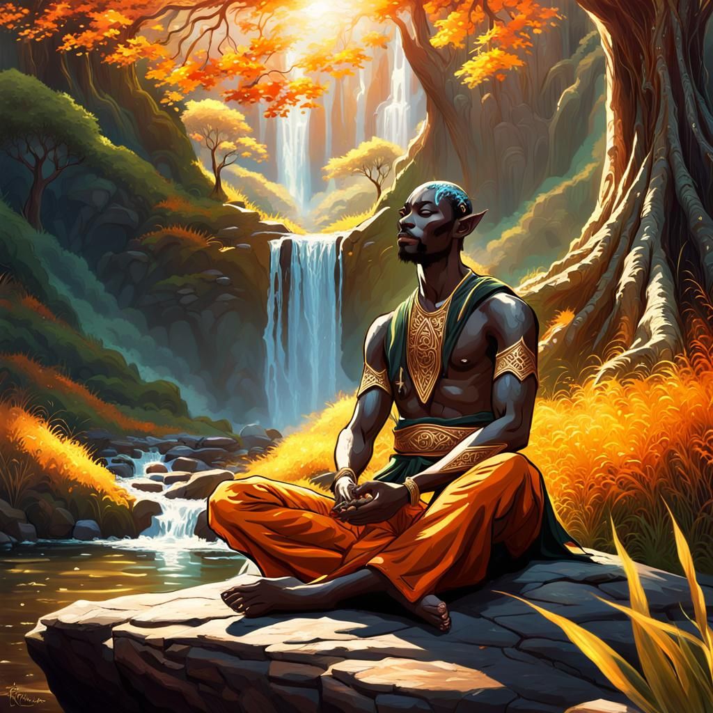 Meditating Elven Man  by @FrancesFantasy