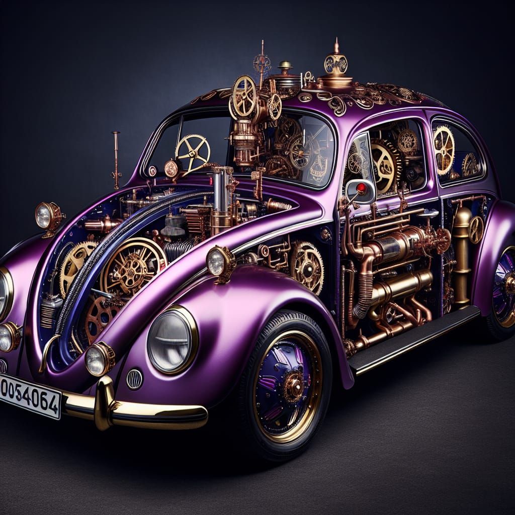 Purple Steampunk vw bug - AI Generated Artwork - NightCafe Creator