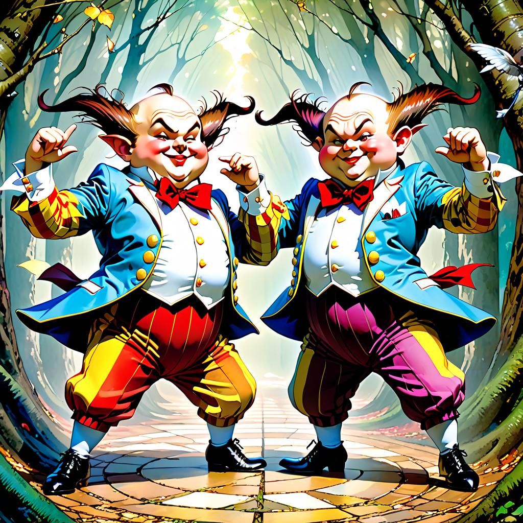 Tweedle Dee and Tweedle Dum dancing