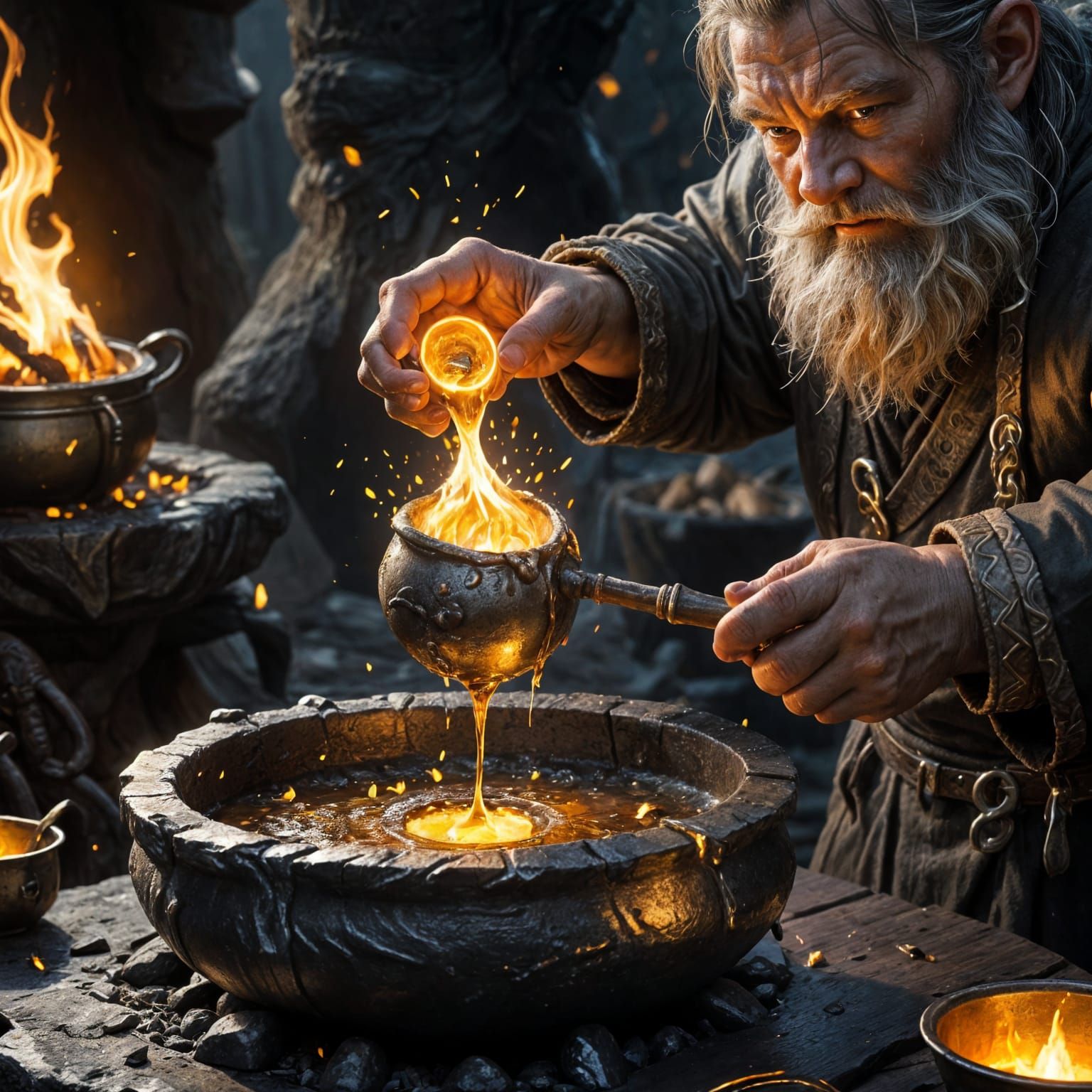 Gold melting secret of the dwarf artisan  by @PlatyB