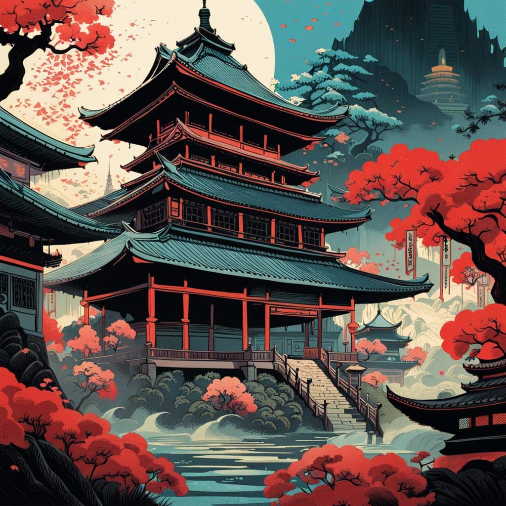 Traditional Japanese Pagoda - AI Generated Artwork - NightCafe Creator