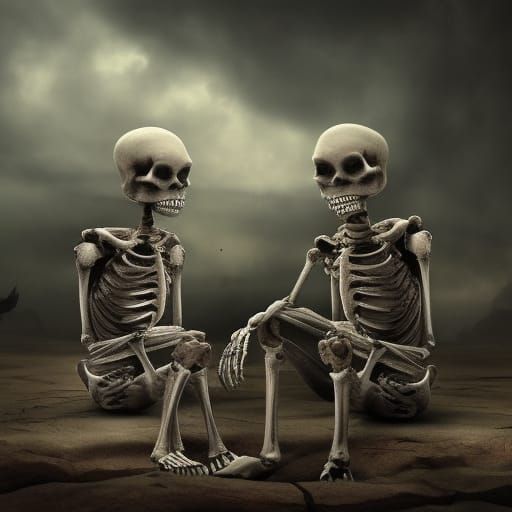 Skeletons hanging out during the apocalypse