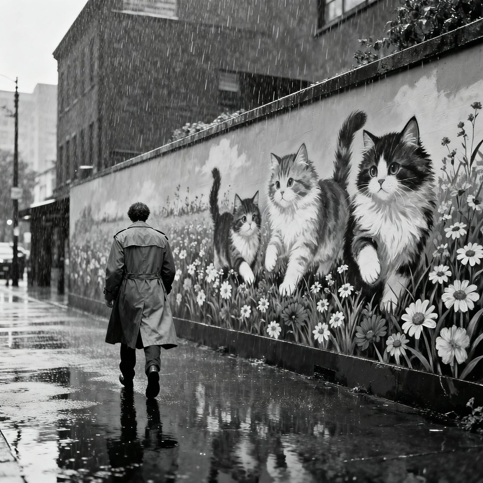 Raining on the cat's street  by @Hiro