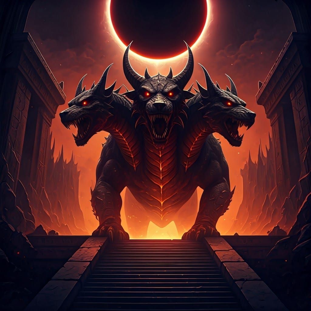 Cerberus guarding Hades  by @Friar Luca