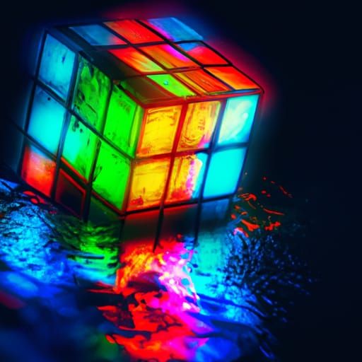 neon rubik's cube - AI Generated Artwork - NightCafe Creator