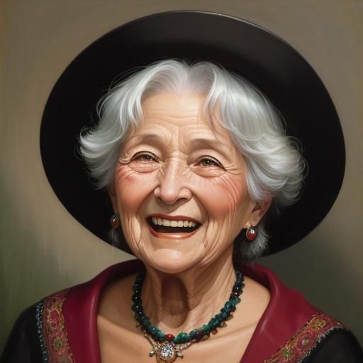 old woman full of joy