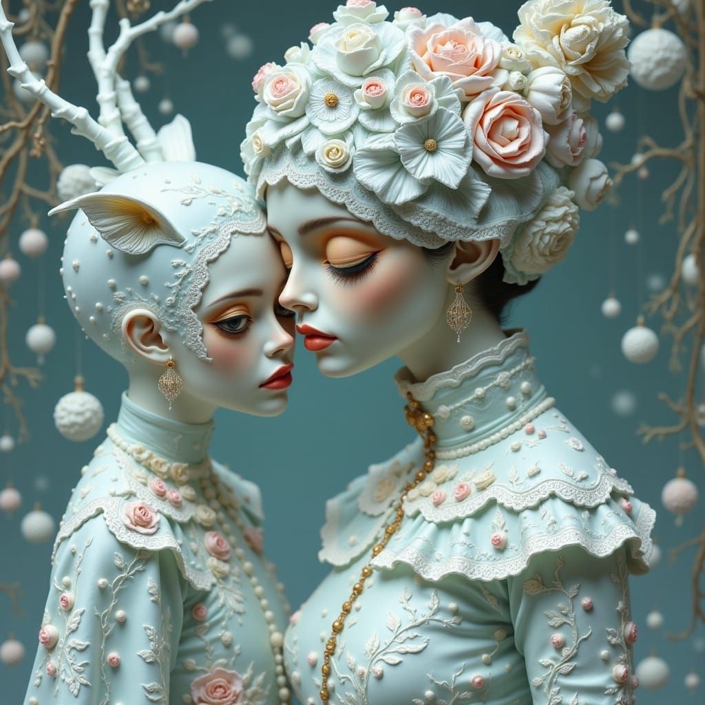 <lora:MESSY POP SURREALIST:1.0> Beautiful Delicate Detailed Ice Goddess" by Tom Bagshaw, Dariusz Zawadzki, Bastien Lecouffe Deharme, Erik Jo...