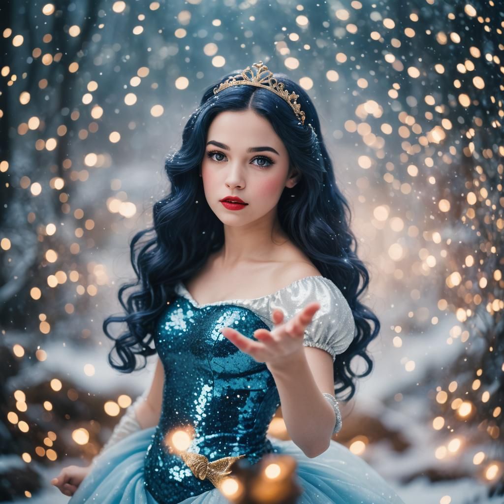 Snow White space mermaid blue sparkles