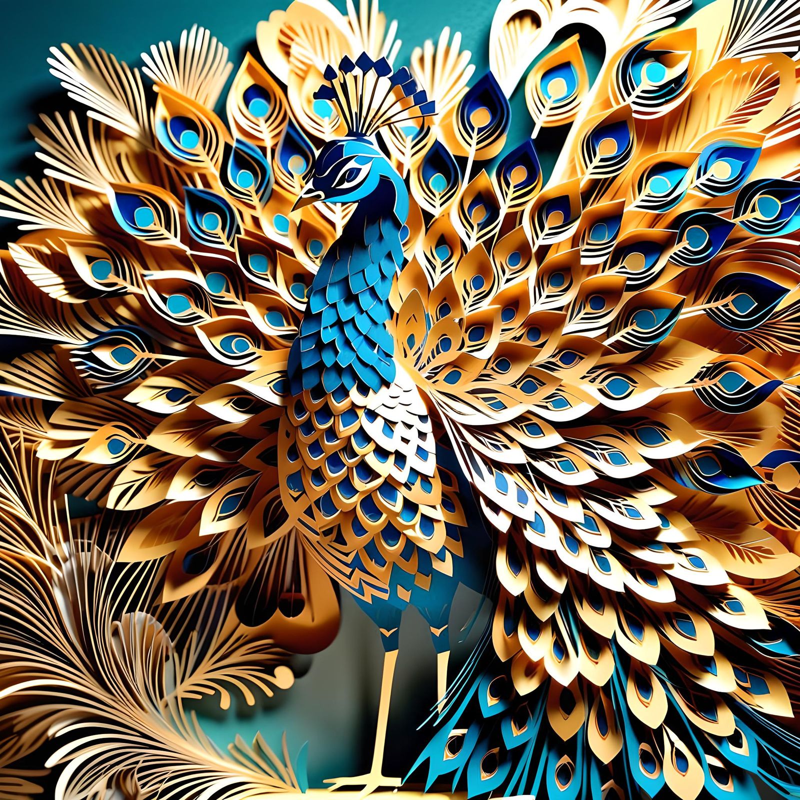 Peacock with the style of Kirigami art  by @Zeynep