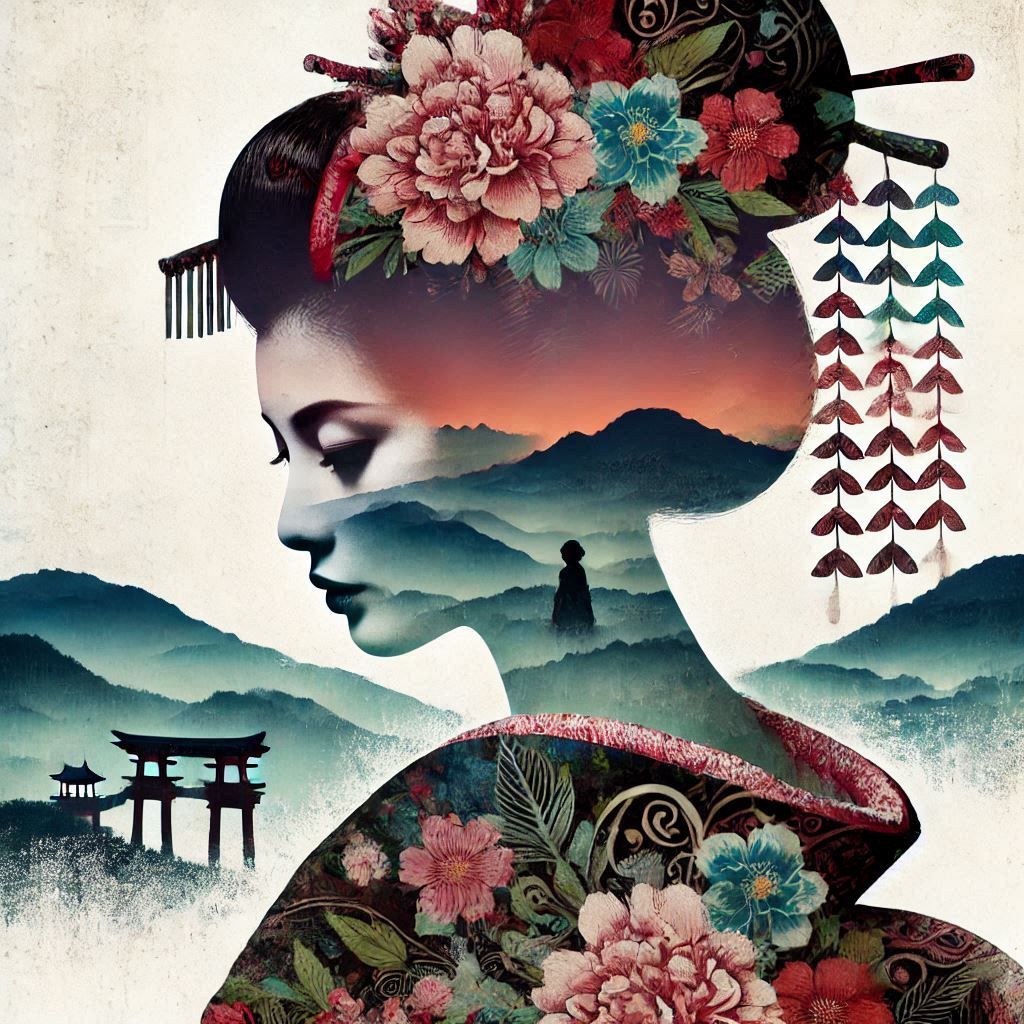 double exposure beautiful fantasy portrait landscape..