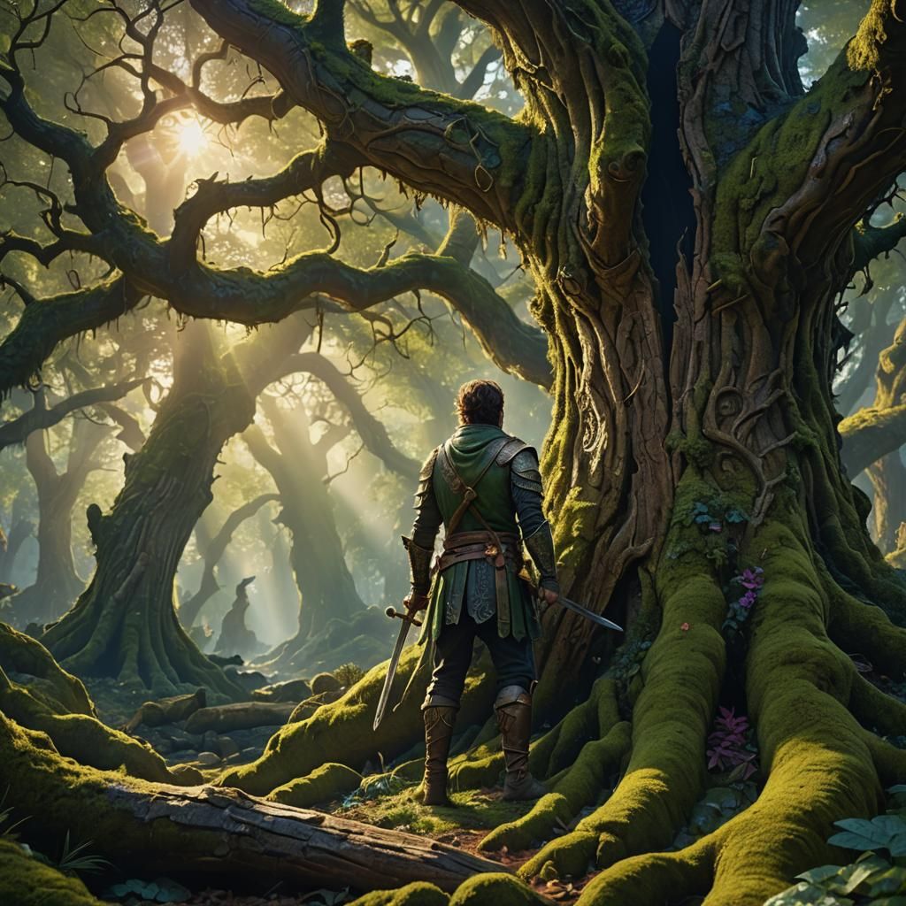 Sword in Tree Trunk Fantasy Matte Painting