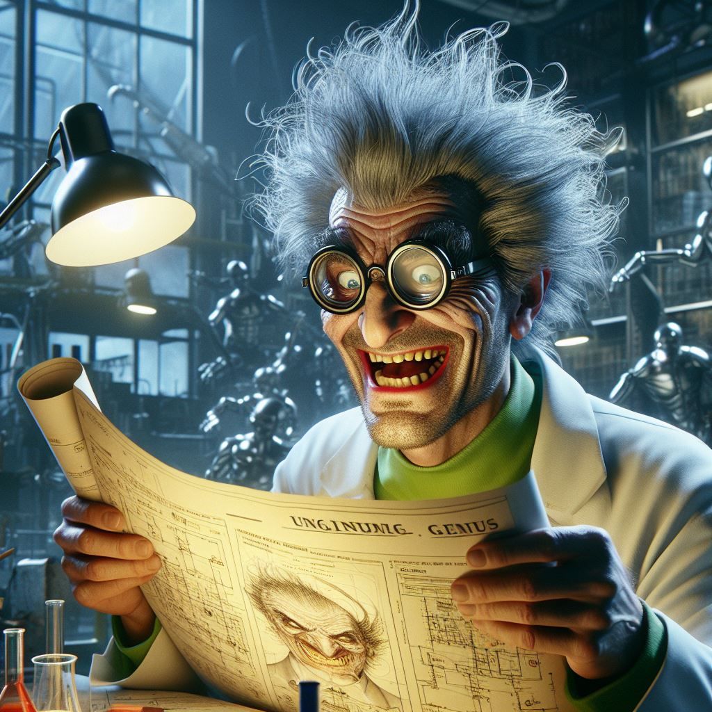 Zorglub studying blueprints for his latest diabolical scheme...