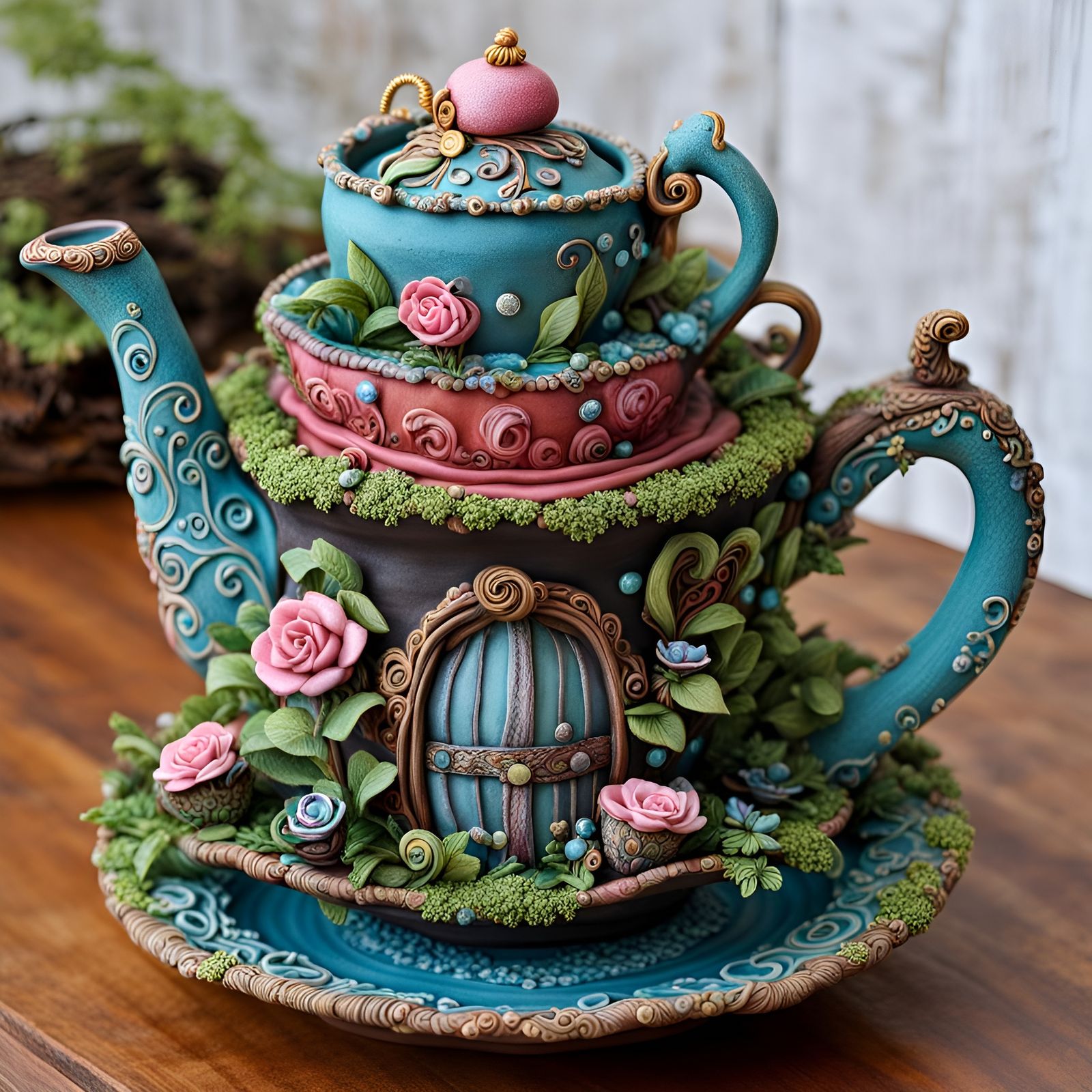 Clay Teaset in an Eccentric Style