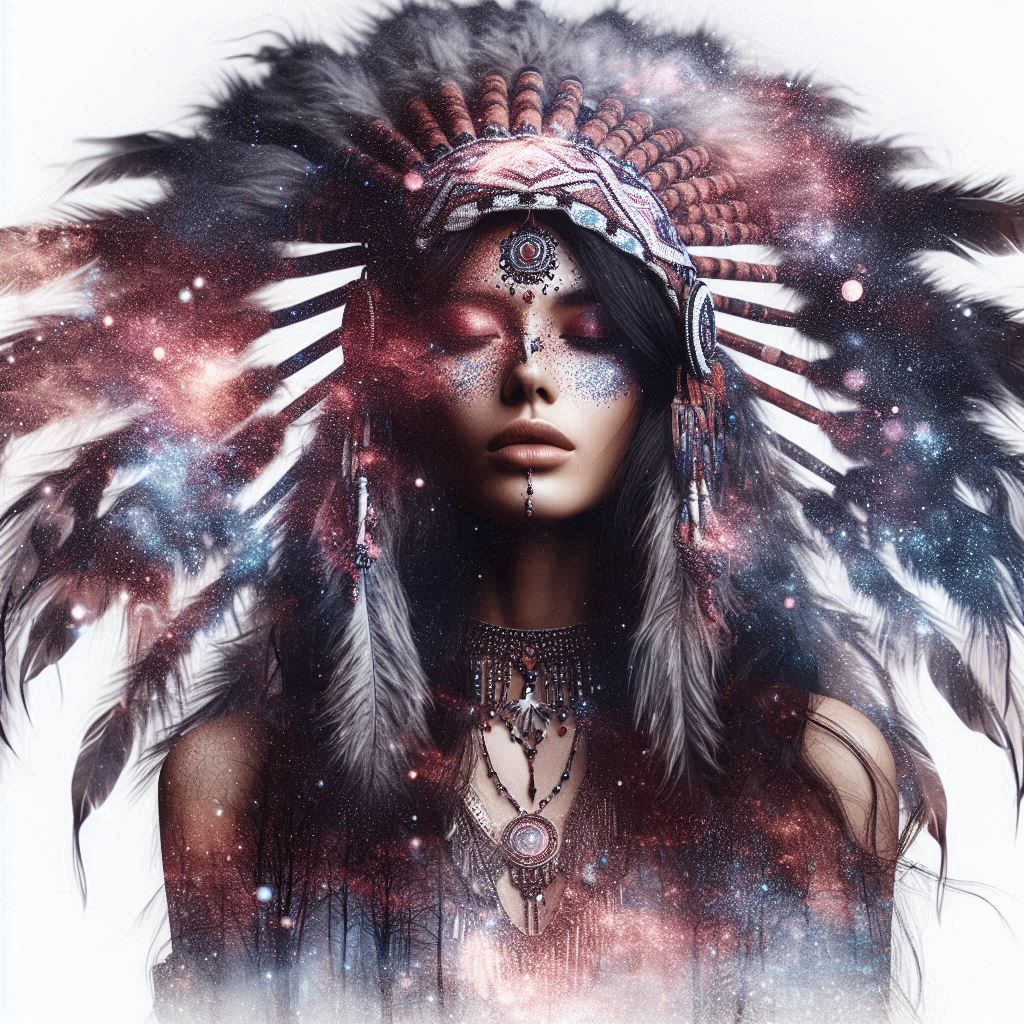 double exposure beautiful fantasy DALL-E 3 portrait landscape..