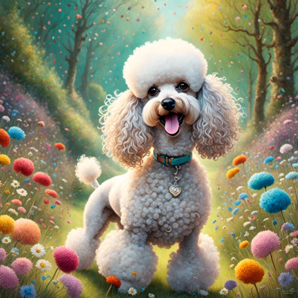  A <lora:Flighty:1.0> poodle in the park