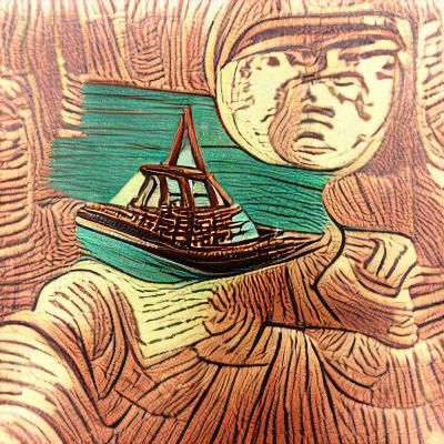 I am voyaging too woodcut