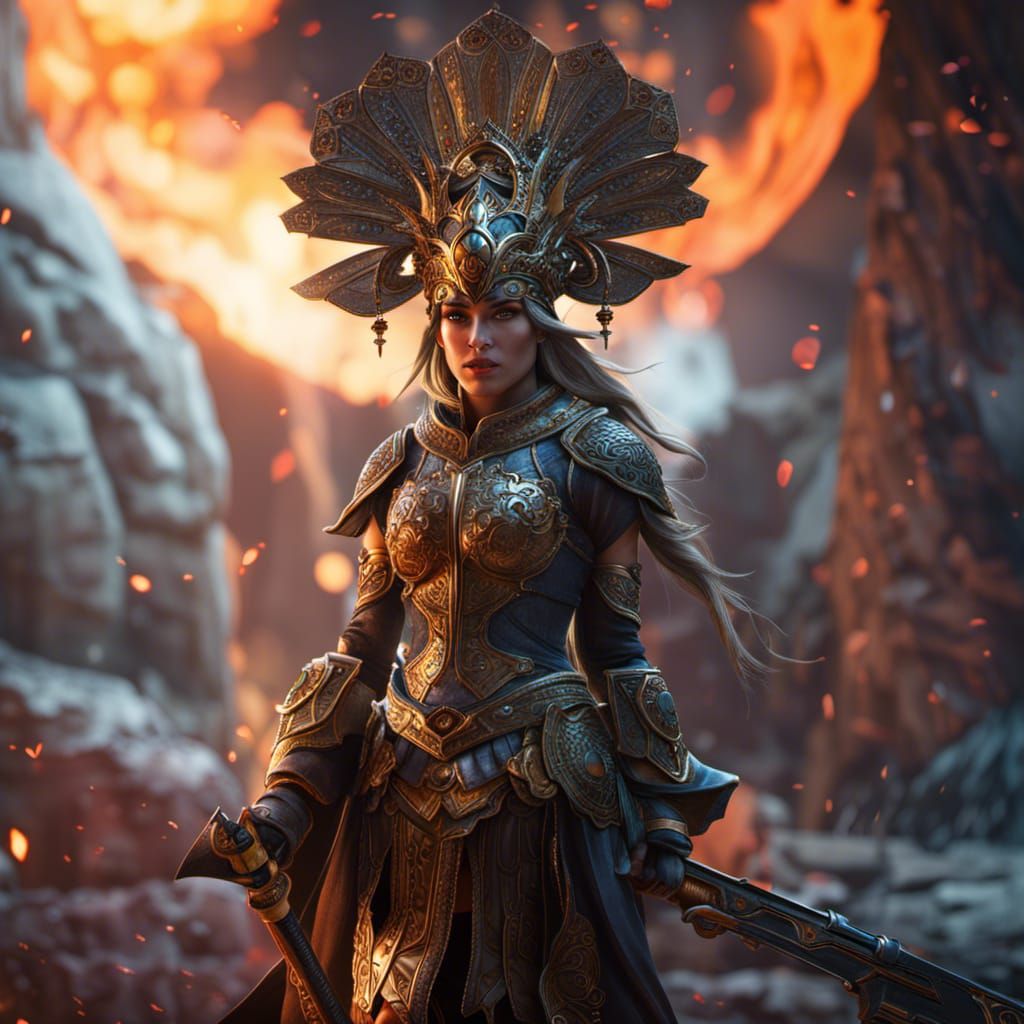 Firecaster Warrior Priestess  by @SymmetryInMotion