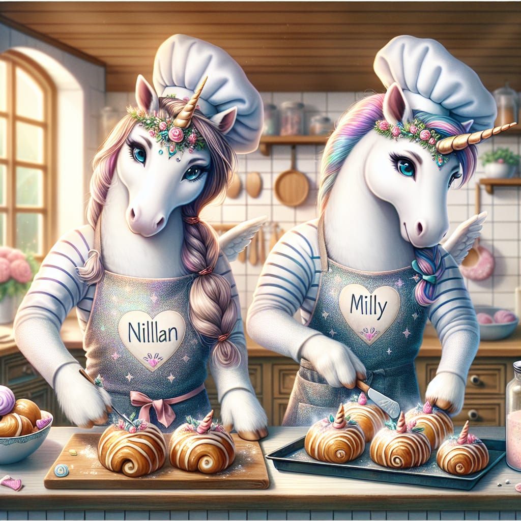 Unicorns baking unicorn pastries - AI Generated Artwork - NightCafe Creator