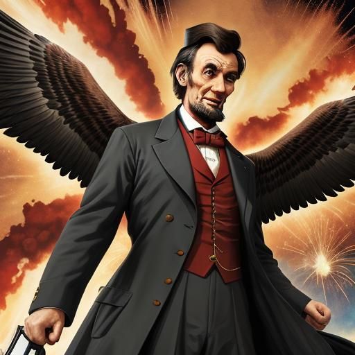 Abraham Lincoln is EagleMan Marvel Bald Eagle explosions murica - AI ...