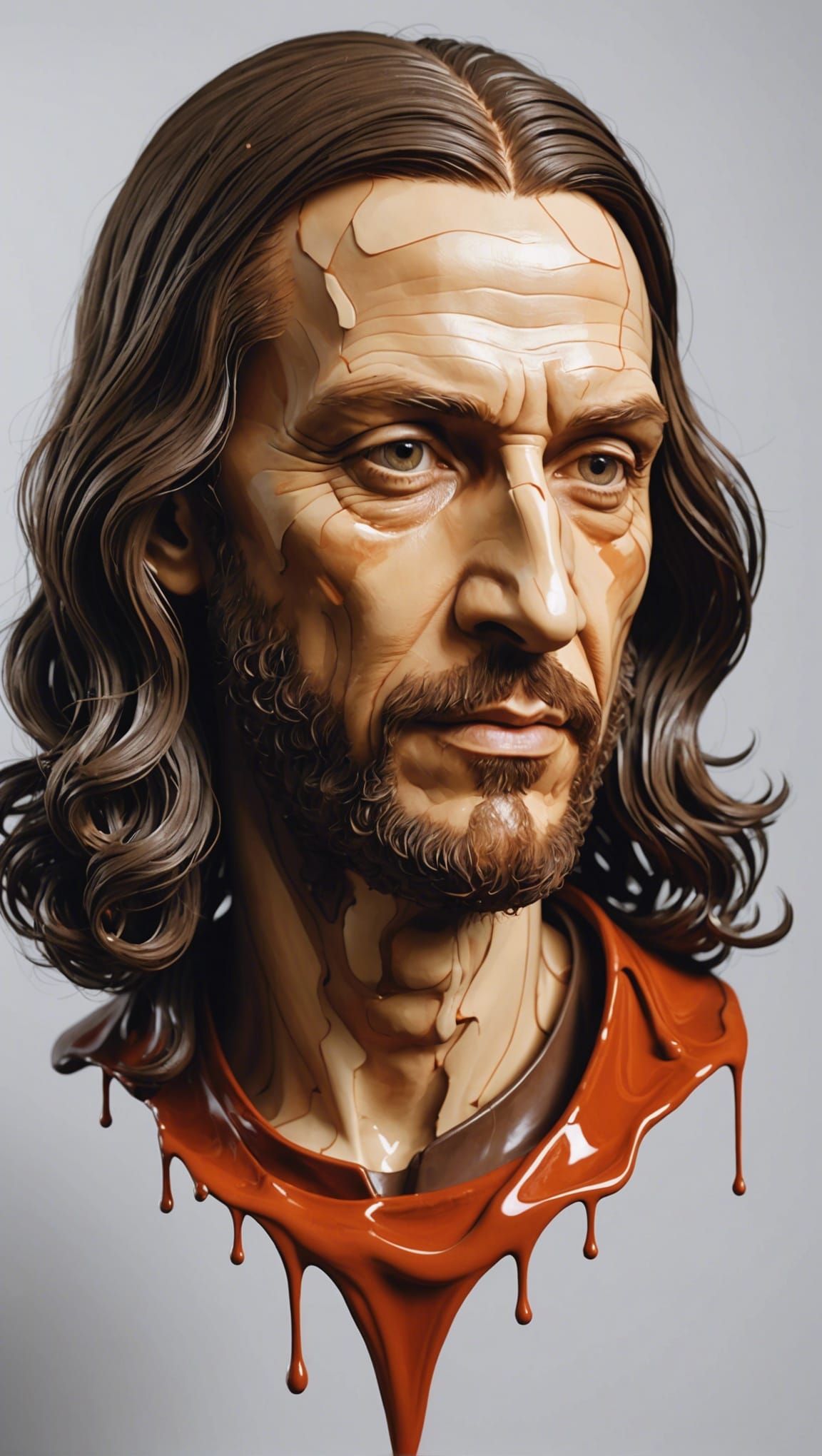 A portrait done in spilled paint