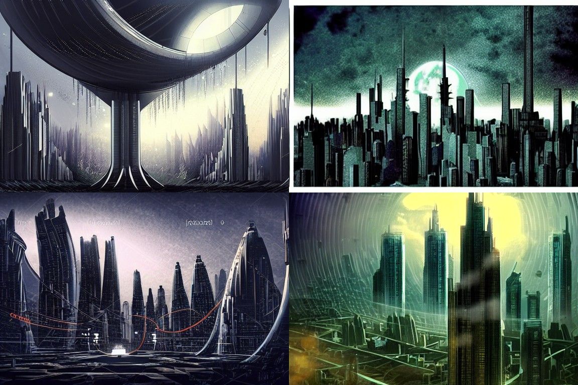 Sci-fi city in the style of Neo-romanticism