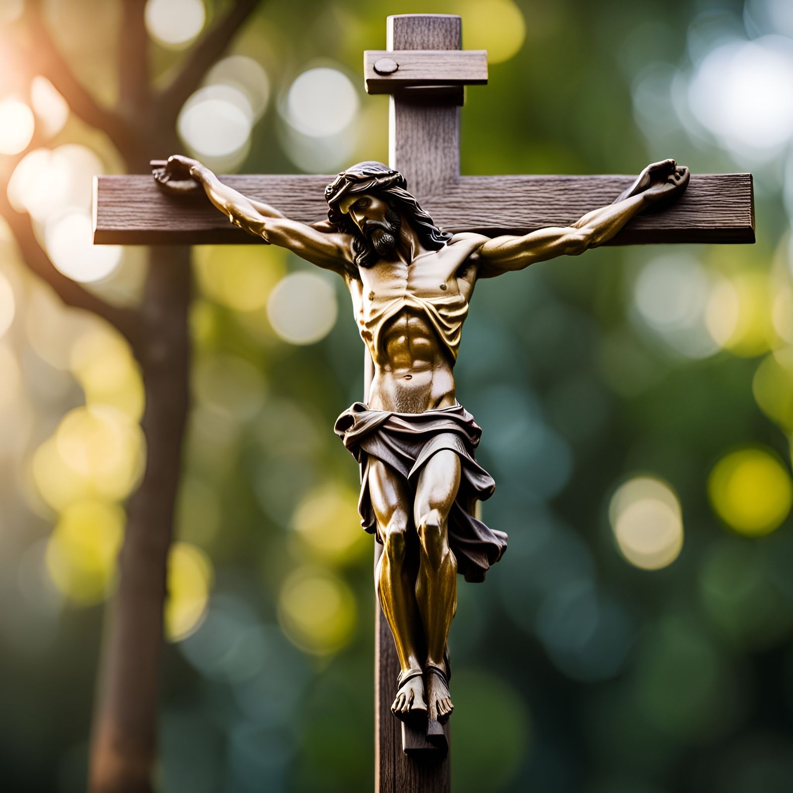 Jesus Christ Crucified on the Cross of Calvary next to him a...
