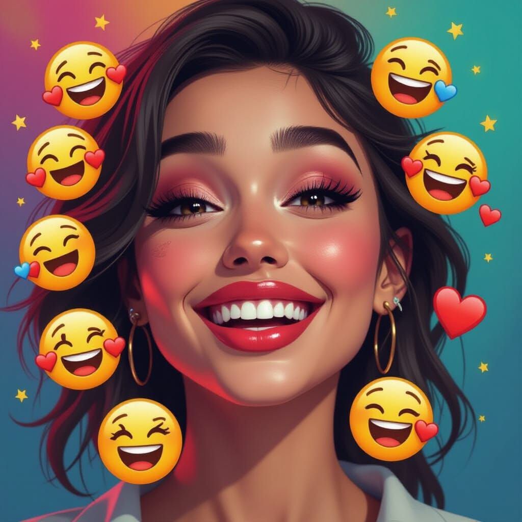 Expressive Emoji Faces in Hyperrealistic Splash Art