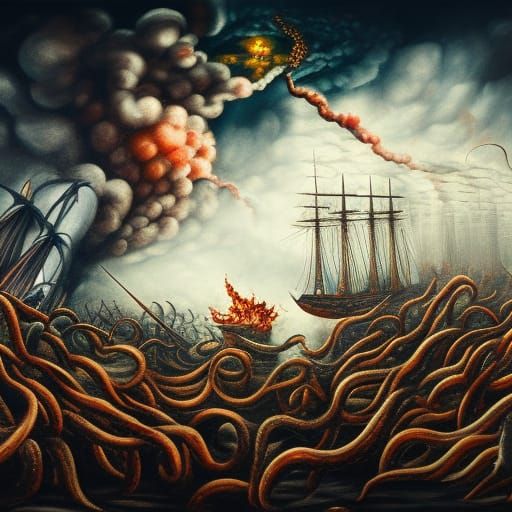 surrealist painting of the battle of the elements - AI Generated ...