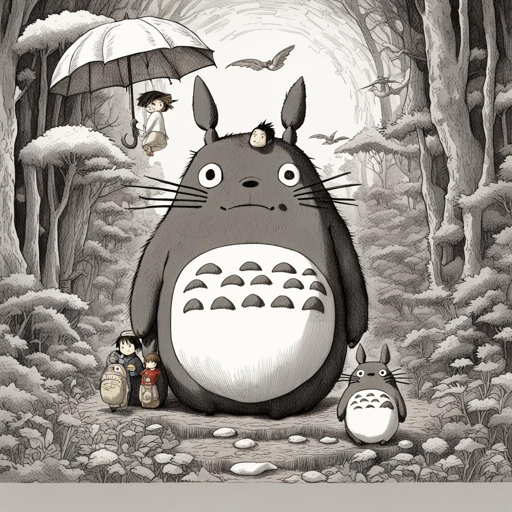 Studio ghibli totoro, by Junji Ito