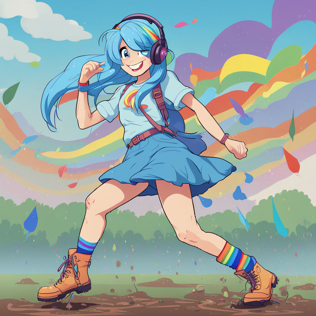 Human Rainbow Dash, at a music festival