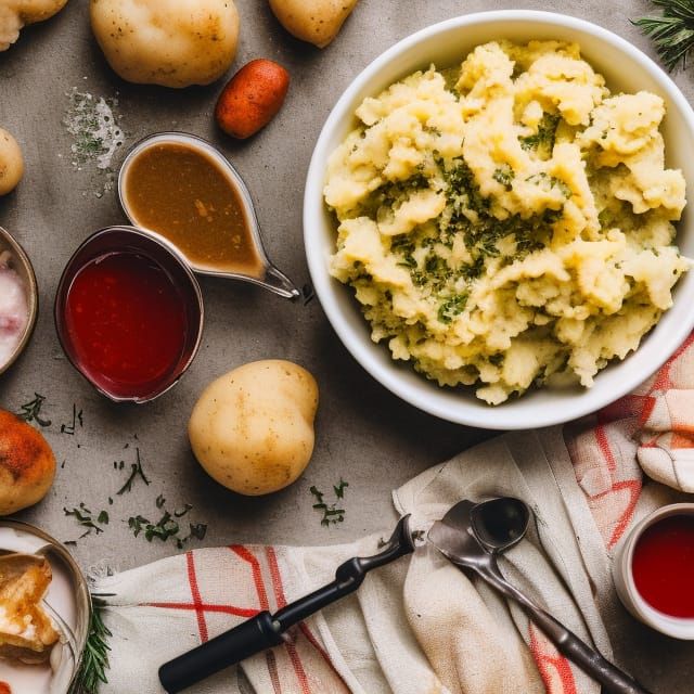 Stuffing, mashed, potatoes and gravy AI Generated Artwork NightCafe